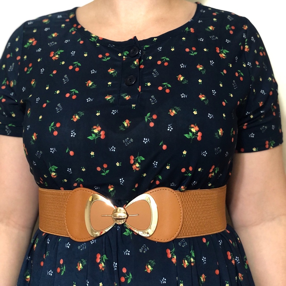 Elastic Belts with Bow Clasp pink brown gold - Picture 6 of 7